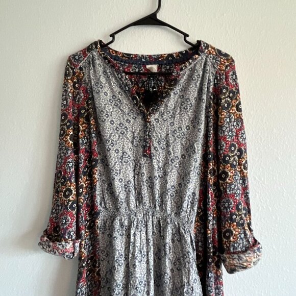 Akemi + Kin Anthropologie Humboldt Tunic Blue Floral Pattern Cotton Size Medium - Picture 2 of 9